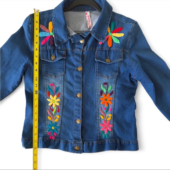 Mexicana Colorfully Embroidered Jean Jacket - Picture 3 of 6